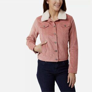 Nanette Lepore Pink Corduroy coat jacket with sherpa collar Large